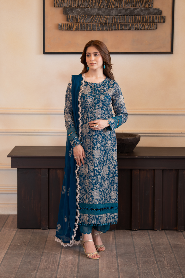 3 Piece - Embroidered Chiffon - V4 - 02