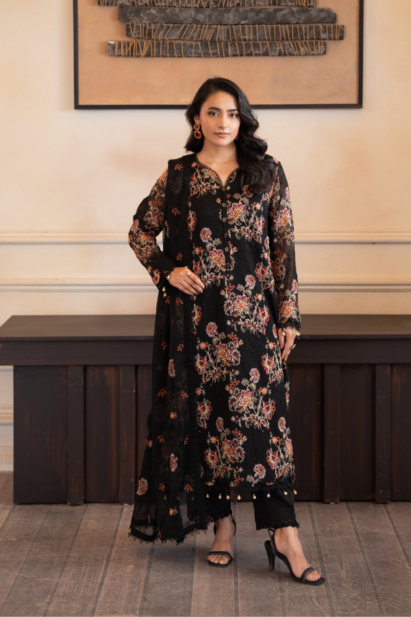 3 Piece - Embroidered Chiffon - V4 - 05
