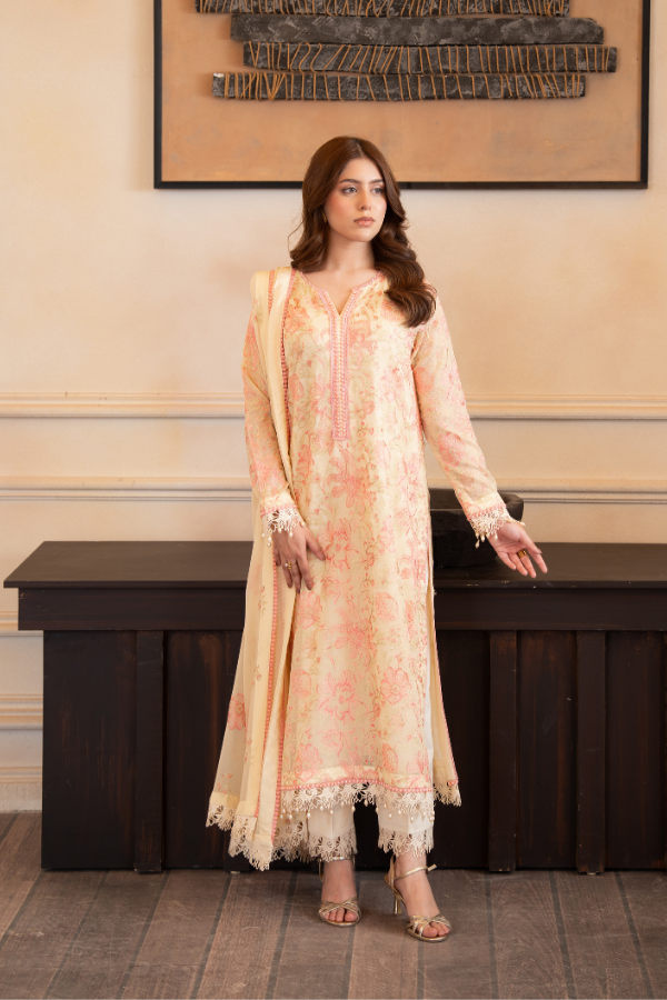 3 Piece - Embroidered Chiffon - V4 - 07