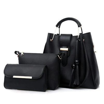 ALEXA 3 PCS BLACK HAND & SHOULDER BAG